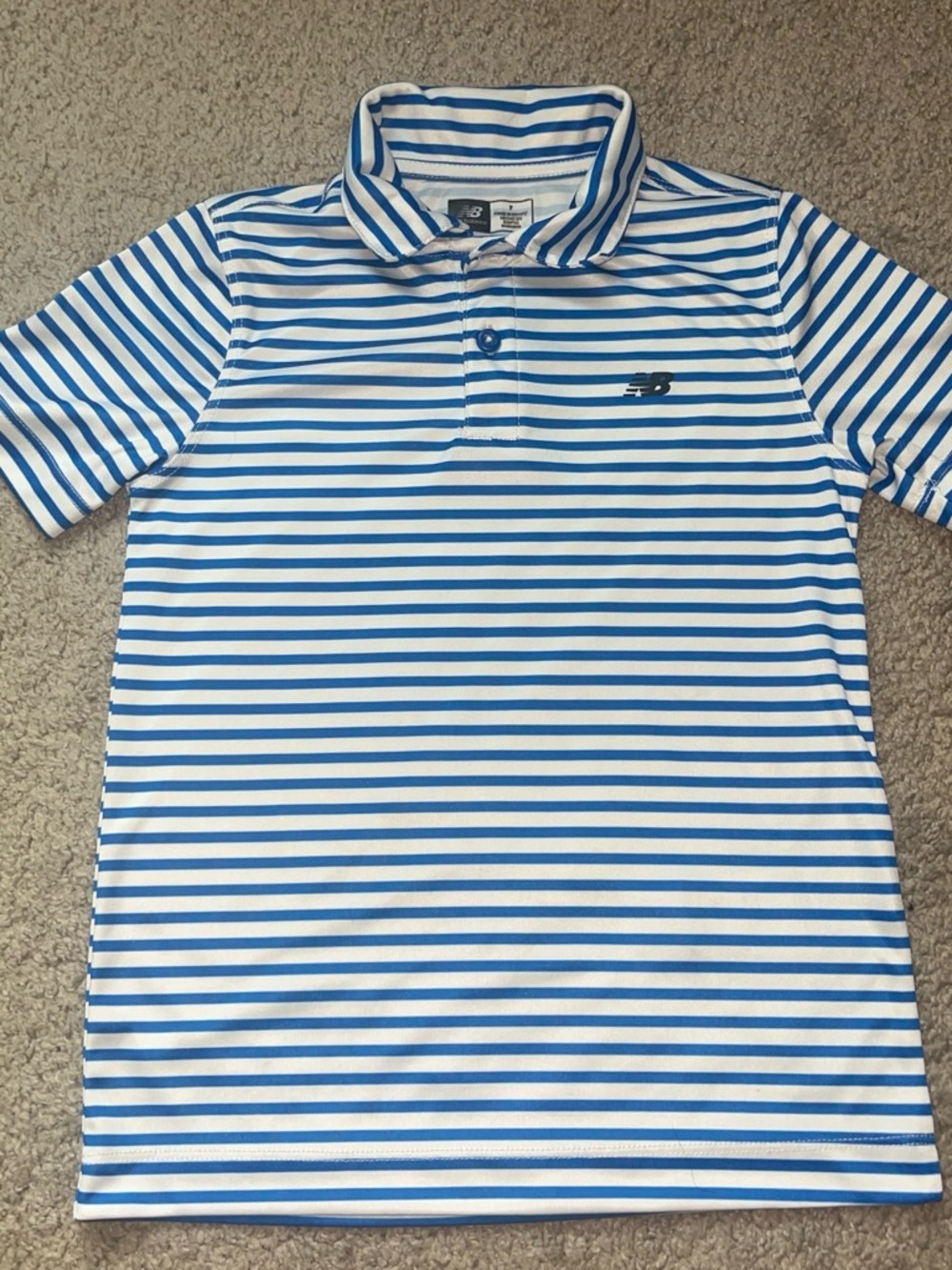 New Balance Blue & White Striped Polo